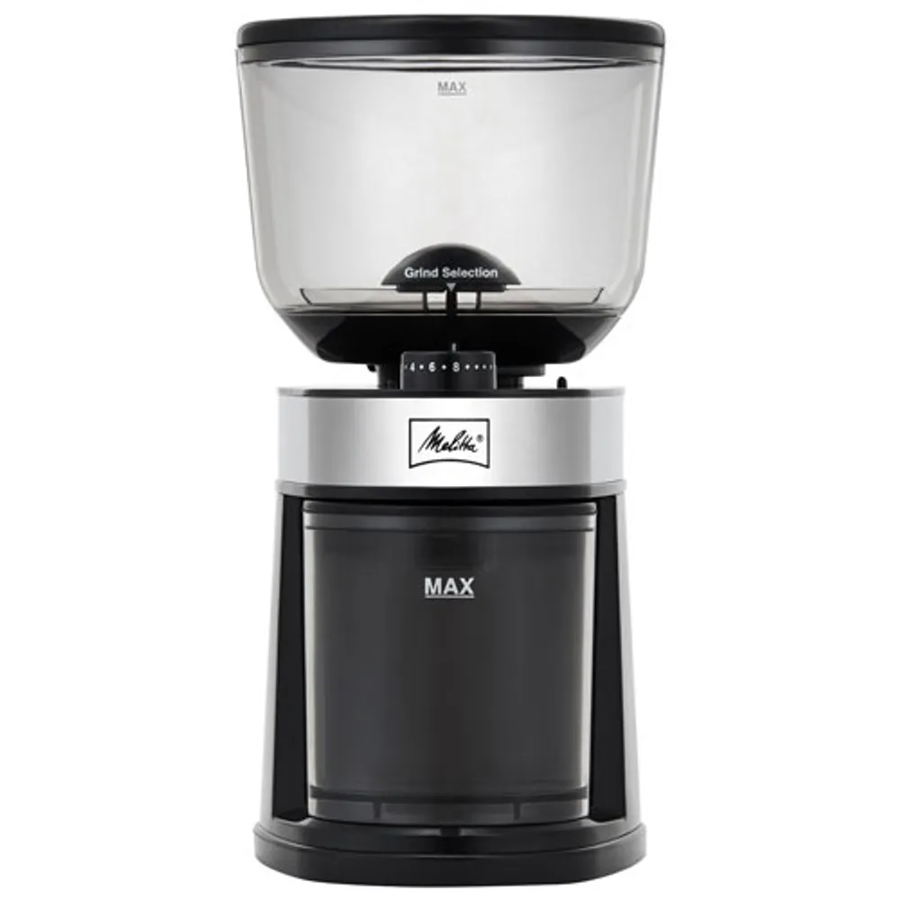 Melitta Whole Bean Flat Burr Coffee Grinder - Black/Stainless Steel