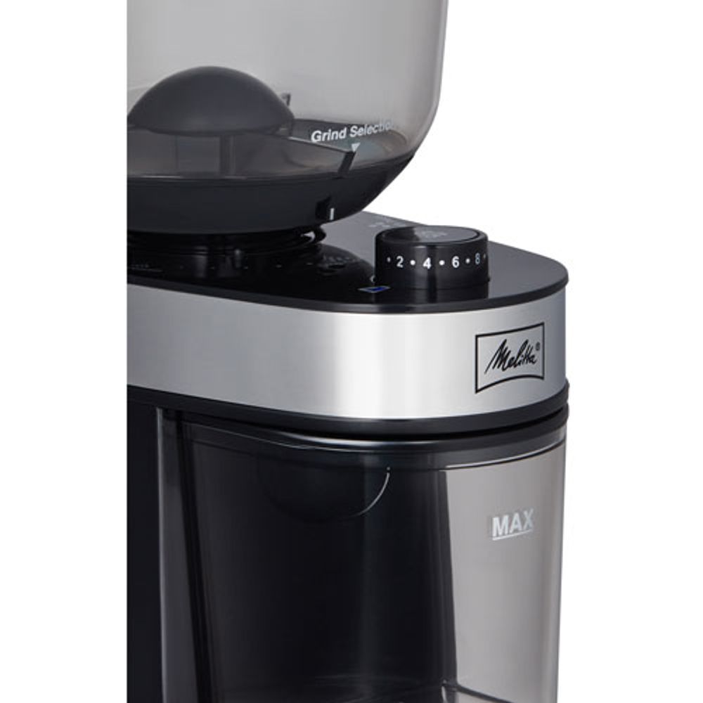 Melitta Whole Bean Flat Burr Coffee Grinder - Black/Stainless Steel