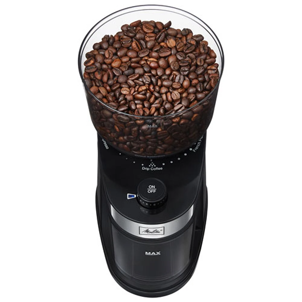 Melitta Whole Bean Flat Burr Coffee Grinder - Black/Stainless Steel