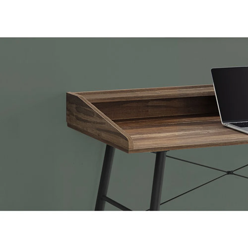 Monarch Tapered-Leg 47.25"W Computer Desk with Hutch - Brown/Black