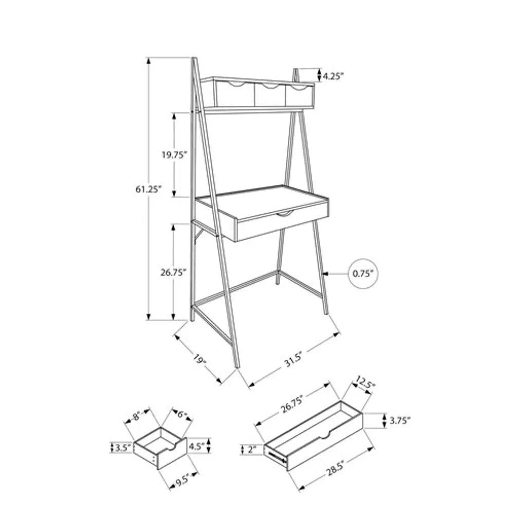 Monarch Ladder 31.5"W Computer Desk with 4 Drawers