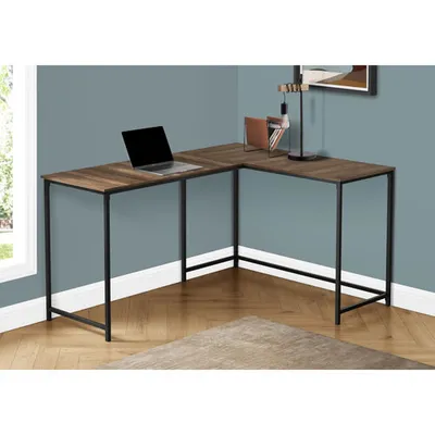 Bureau d'ordinateur en angle de 58,25 po de largeur de Monarch - Brun/Noir