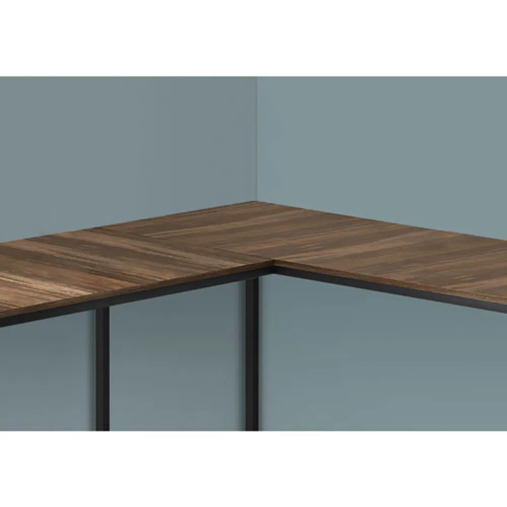 Bureau d'ordinateur en angle de 58,25 po de largeur de Monarch - Brun/Noir