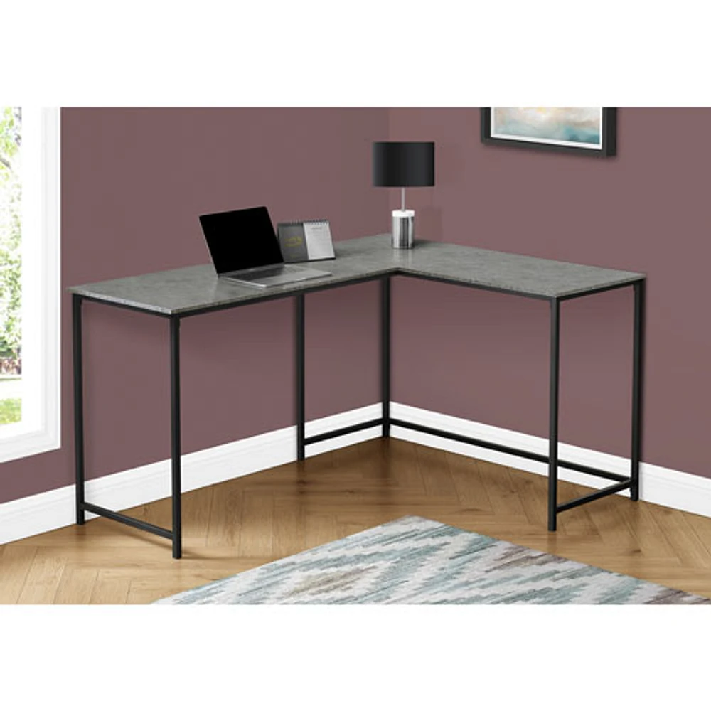 Bureau d'ordinateur en angle de 58,25 po de largeur de Monarch - Gris/Noir