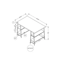 Bureau d'ordinateur de 47,25 po de largeur avec 4 tablettes de Monarch