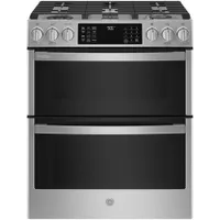 GE Profile 30" 6.7 Cu. Ft. Double Oven Slide-In Gas Air Fry Range (PCGS960YPFS) - Stainless