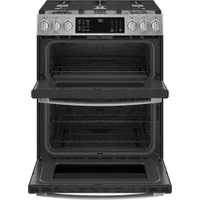 GE Profile 30" 6.7 Cu. Ft. Double Oven Slide-In Gas Air Fry Range (PCGS960YPFS) - Stainless