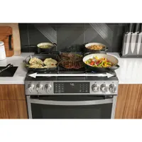 GE Profile 30" 5.7 Cu. Ft. True Convection Slide-In Gas Air Fry Range (PC2S930YPFS) - Stainless