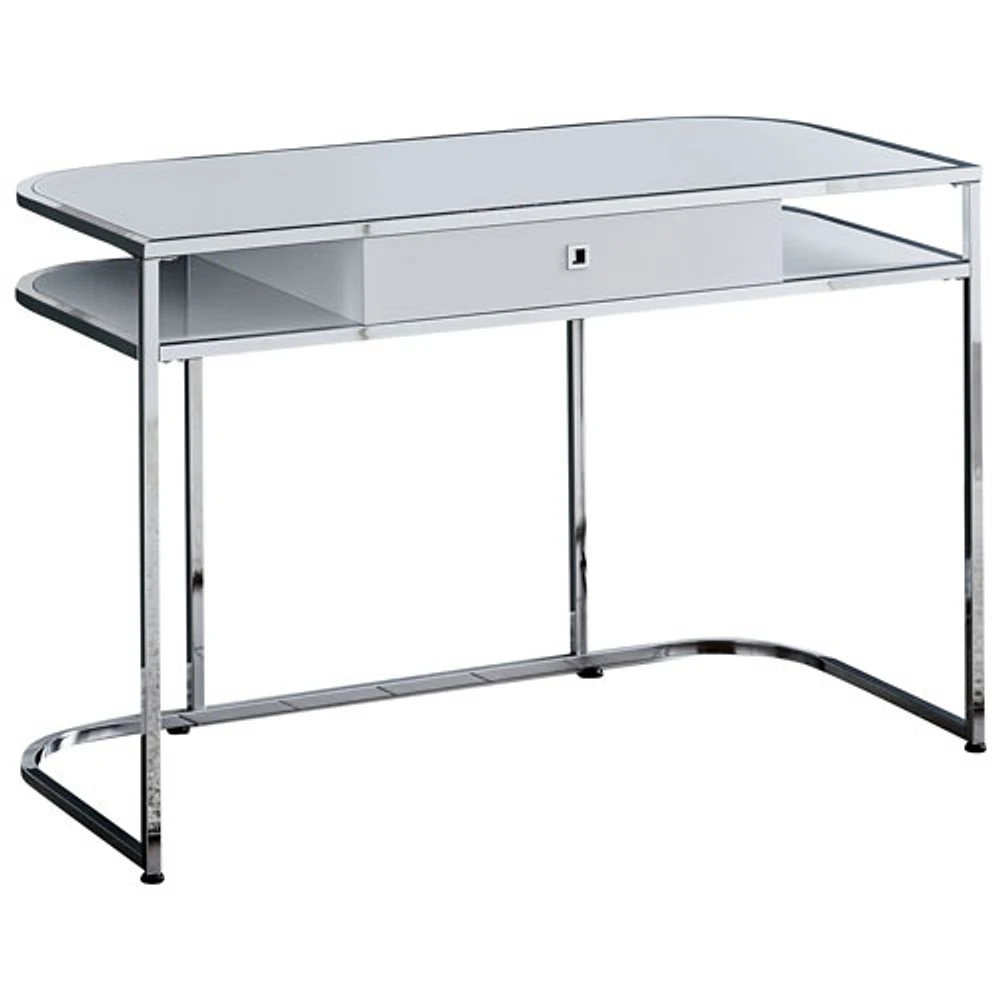 Monarch 48"W Computer Desk with Drawer & 2 Shelves - Glossy White