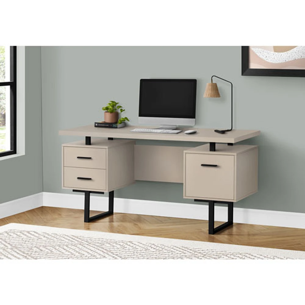 Monarch Floating 60"W Computer Desk with 3 Drawers