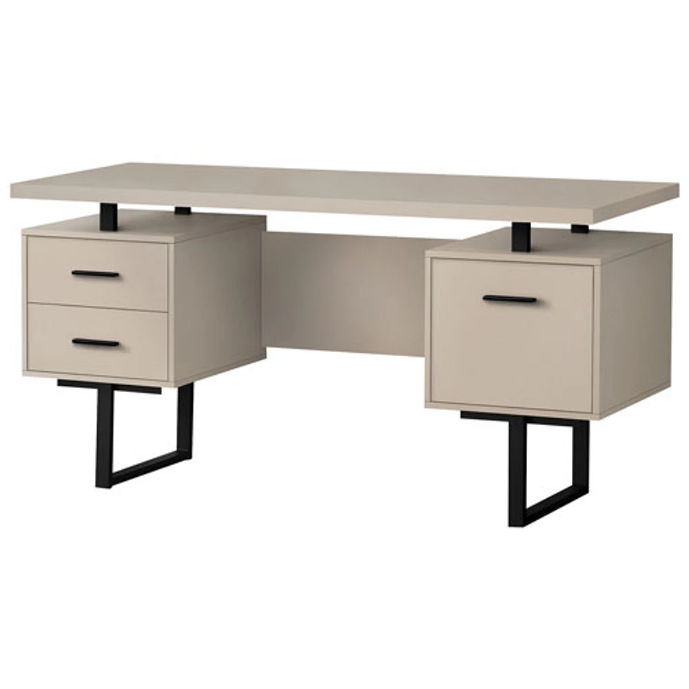 Bureau d'ordinateur flottant avec 3 tiroirs de 60 po de largeur de Monarch