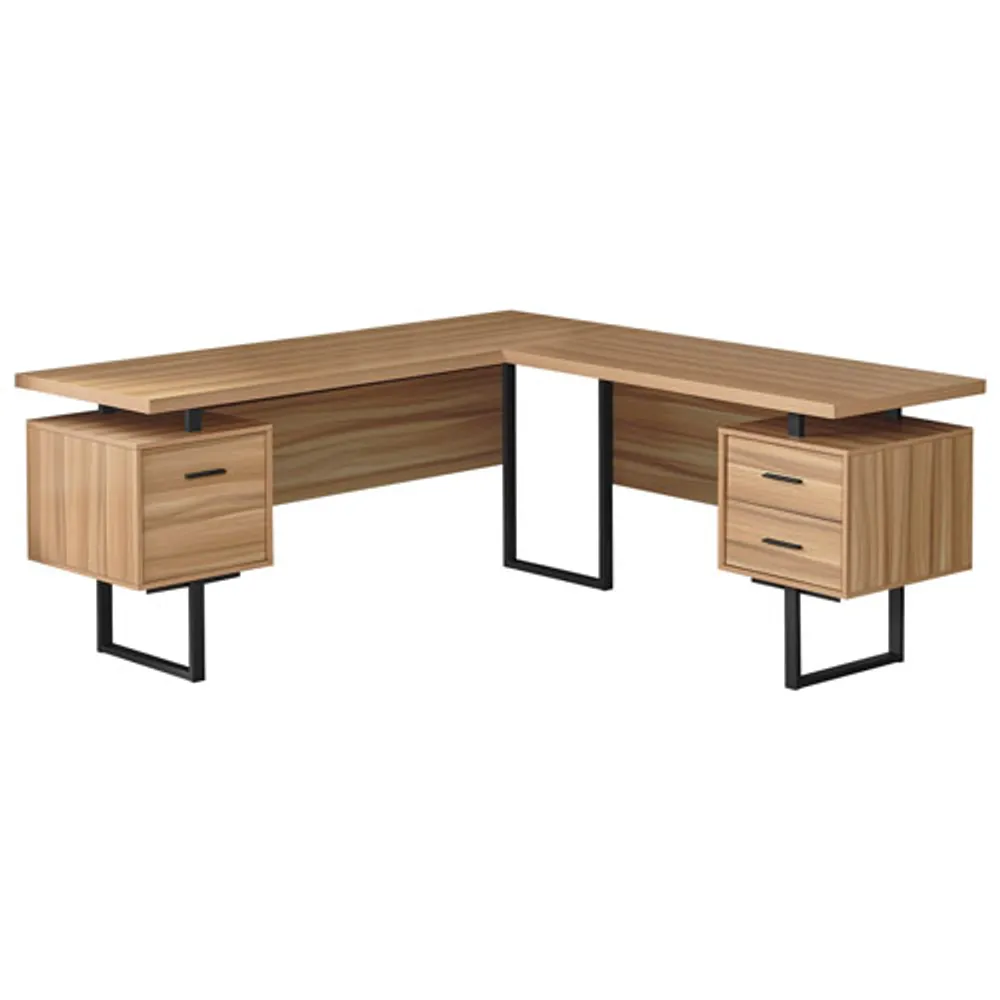 Bureau d'ordinateur en angle avec 3 tiroirs de 71 po de largeur de Monarch