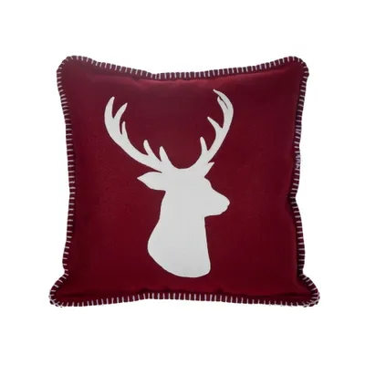 Deer Print Worsted Fabric Cushion (Red) - Set of 2