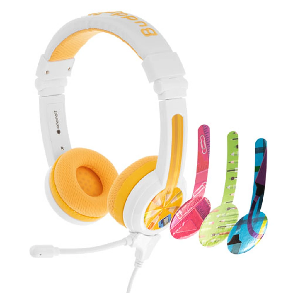 Casque d'écoute School+ (Plus) de BuddyPhones - Jaune