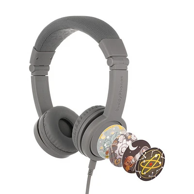 BuddyPhones Explore+ (Plus) On-Ear Headphones - Grey Matter