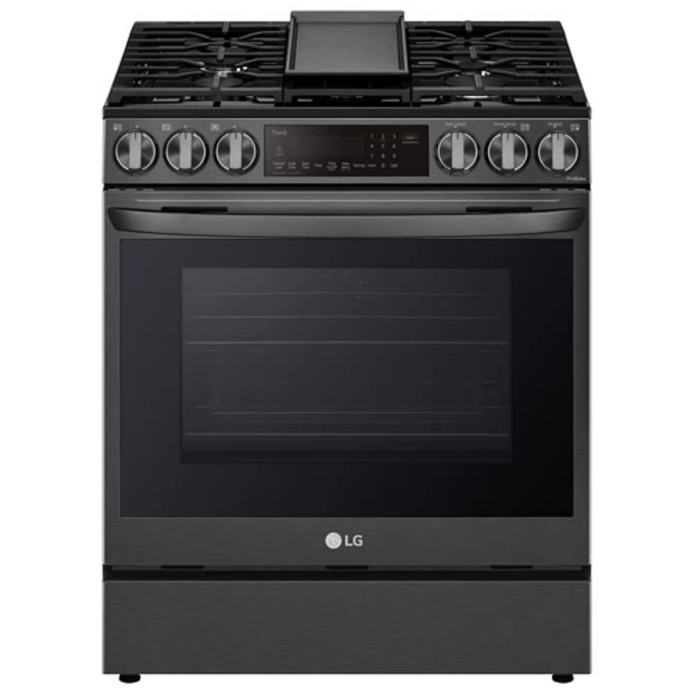 Cuisinière gaz encastrable 5 brûleurs convection friture air 6,3 pi³ 30 po LG (LSGL6335D)-Inox noir