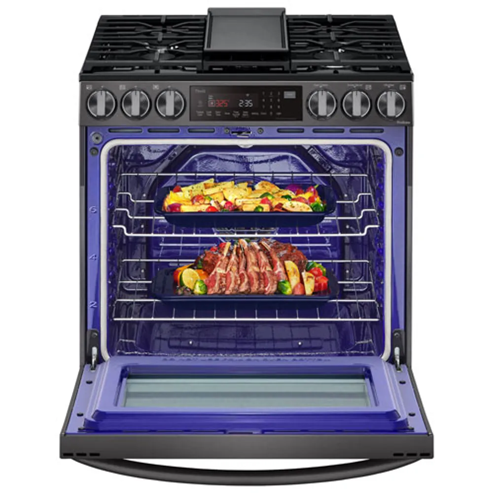 LG 30" 6.3 Cu. Ft. True Convection 5-Burner Slide-In Gas Air Fry Range (LSGL6335D) - Black Stainless