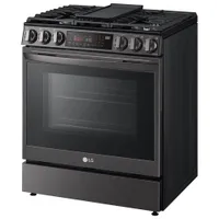 Cuisinière gaz encastrable 5 brûleurs convection friture air 6,3 pi³ 30 po LG (LSGL6335D)-Inox noir