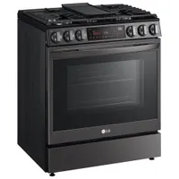 Cuisinière gaz encastrable 5 brûleurs convection friture air 6,3 pi³ 30 po LG (LSGL6335D)-Inox noir