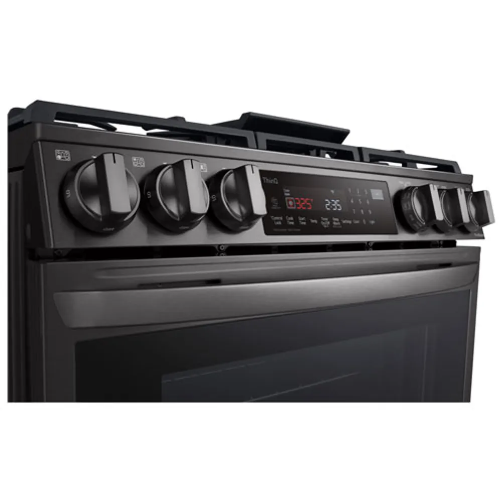 Cuisinière gaz encastrable 5 brûleurs convection friture air 6,3 pi³ 30 po LG (LSGL6335D)-Inox noir