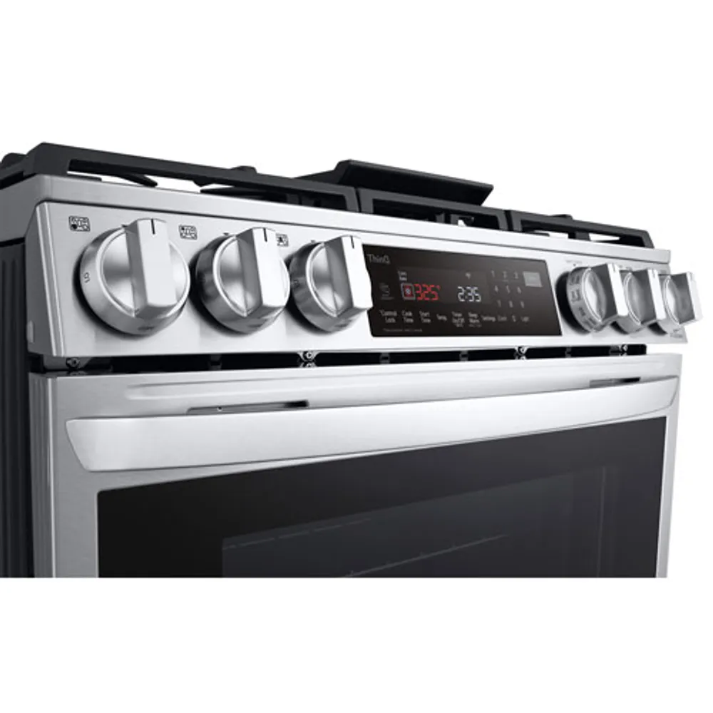 Cuisinière gaz encastrable 5 brûleurs convection friture air 6,3 pi³ 30 po LG (LSGL6335F) - Inox