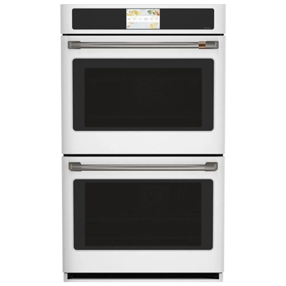 Cafe 30" 10 Cu. Ft. Double True Convection Electric Wall Oven (CTD90DP4NW2) - Matte White