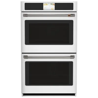 Cafe 30" 10 Cu. Ft. Double True Convection Electric Wall Oven (CTD90DP4NW2) - Matte White