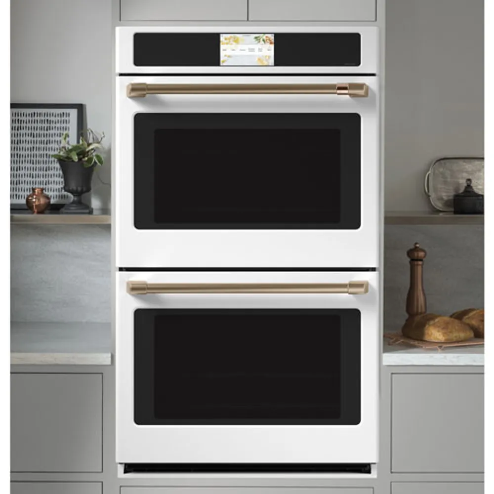 Cafe 30" 10 Cu. Ft. Double True Convection Electric Wall Oven (CTD90DP4NW2) - Matte White