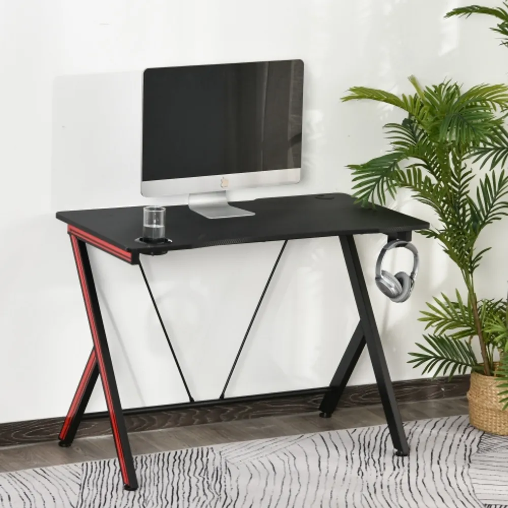 Homcom Gaming Computer Desk, Home Office Gamer Table Workstation