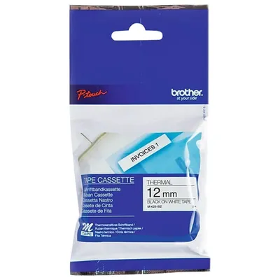 Brother P-Touch M 12mm Black on White Non-Laminated Tape (MK231)