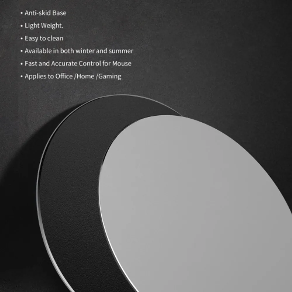 Round Hard Metal Aluminum Mouse Pad Mat Circle Ultra Thin Double Side  Design Waterproof Fast and Accurate Control for Gaming and Office Silver 