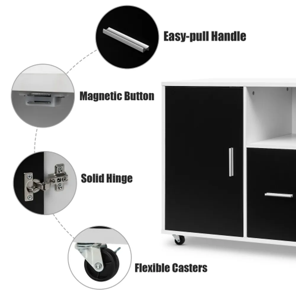 Costway Mobile File Cabinet 2 Drawer Printer Stand w/Open Shelf for Letter  Size