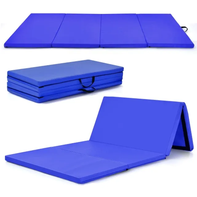 Soozier 4'x6'x2'' Folding Gymnastics Tumbling Mat, Exercise Mat with  Carrying Handles for Yoga, MMA, Martial Arts, Stretching, Blue