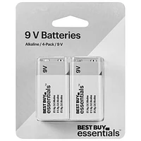 Piles alcalines de 9 V Best Buy Essentials - Paquet de 4