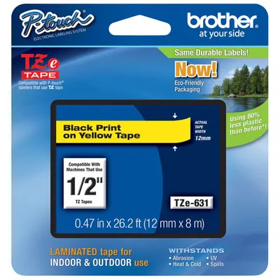 Brother P-Touch 12mm Laminated Tape (TZE631)