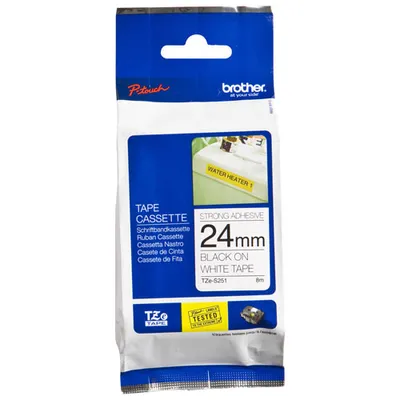 Brother P-Touch 24mm Black on White Extra Strength Tape (TZES251)