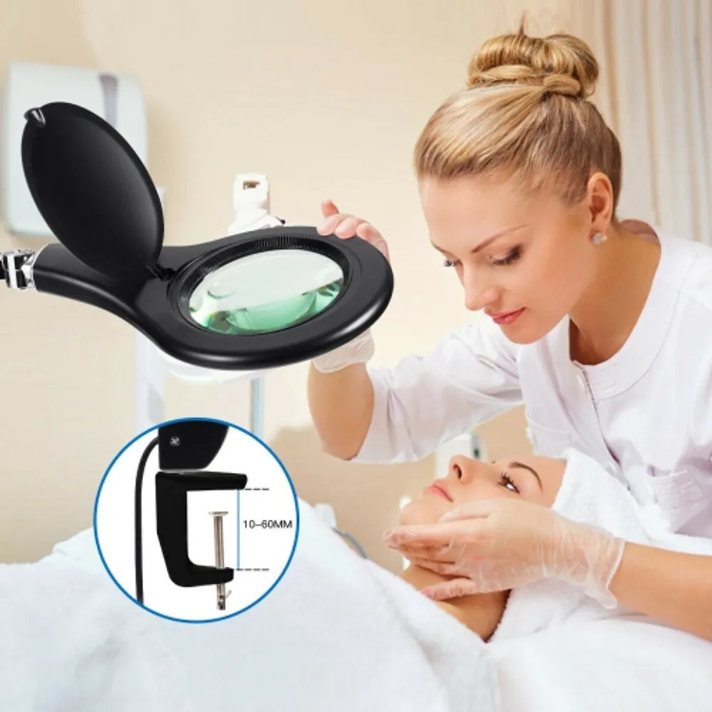 Gymax LED Magnifying Glass Desk Lamp w/ Swivel Arm & Clamp 2.25x  Magnification Black