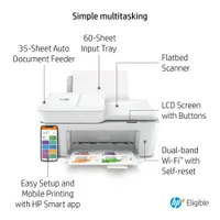 HP DeskJet 4155e Wireless All-In-One Inkjet Printer - HP Instant Ink 3-Month Free Trial Included*