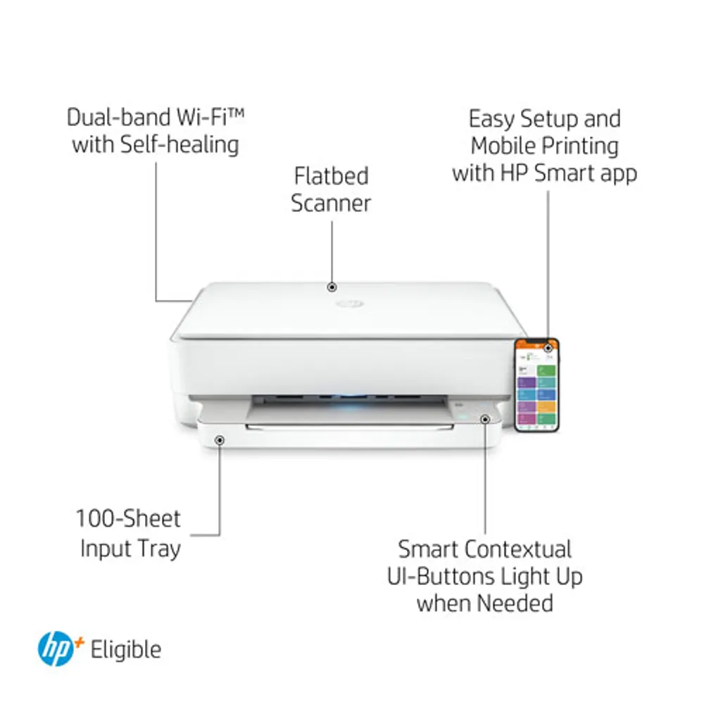 HP ENVY 6055e Wireless All-In-One Inkjet Printer - HP Instant Ink 3-Month Free Trial Included*