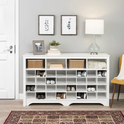 Modern 32-Cubby Shoe Storage Console