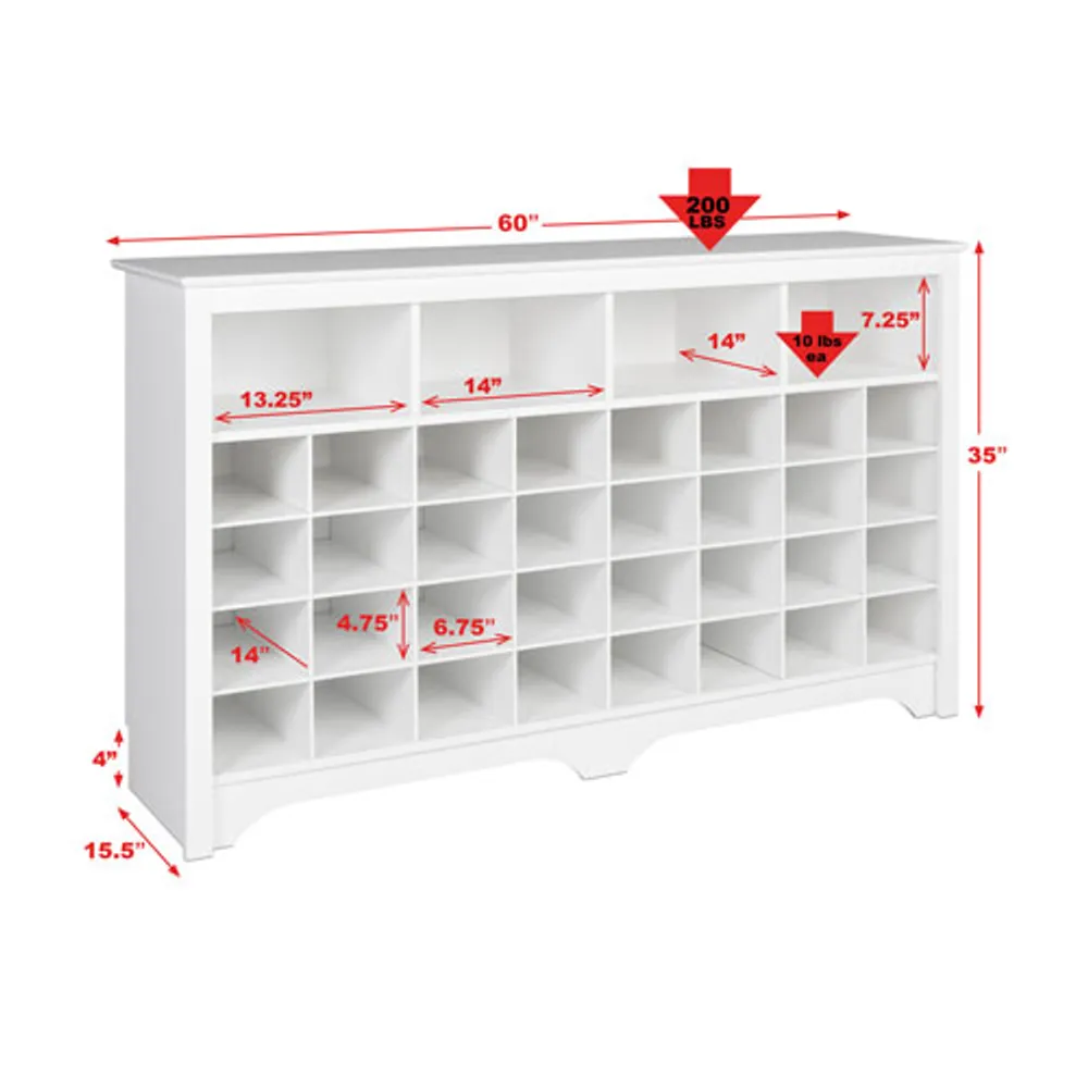 Modern 32-Cubby Shoe Storage Console