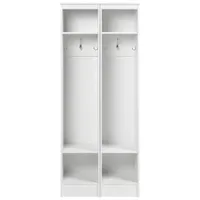 Prepac Modern Narrow Hall Tree Organizer - Set of 2 - White