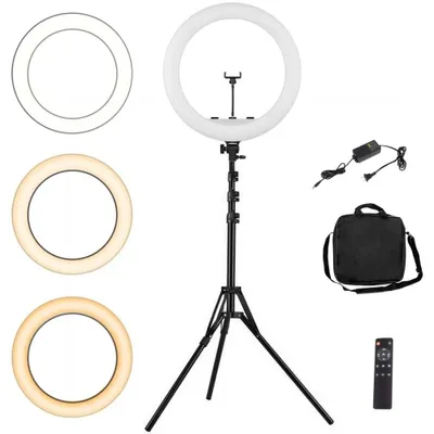 Vivider (TM) 18 inch Outer Dimmable Bicolor SMD 240 LEDs Ring Light Lighting Kit for Smartphone Video Shooting with Remote Control