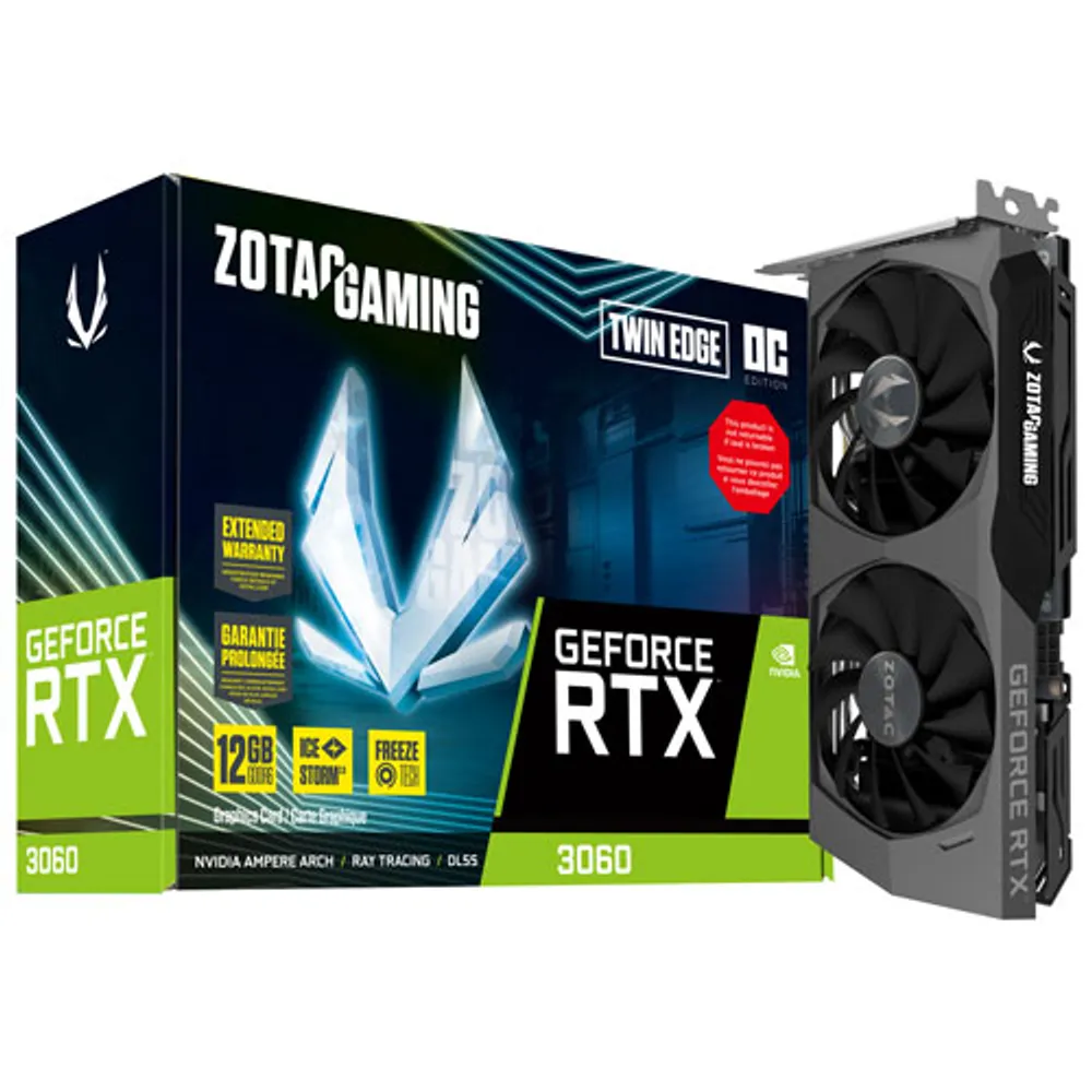 ZOTAC NVIDIA GeForce RTX 3060 Twin Edge OC 12GB GDDR6 Video Card