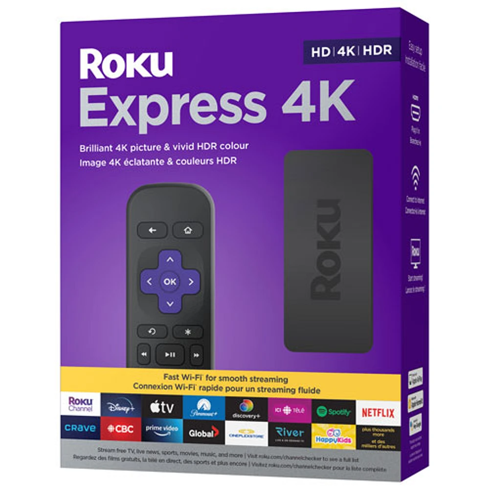 Lecteur multimédia de diffusion en continu Roku Express 4K avec télécommande