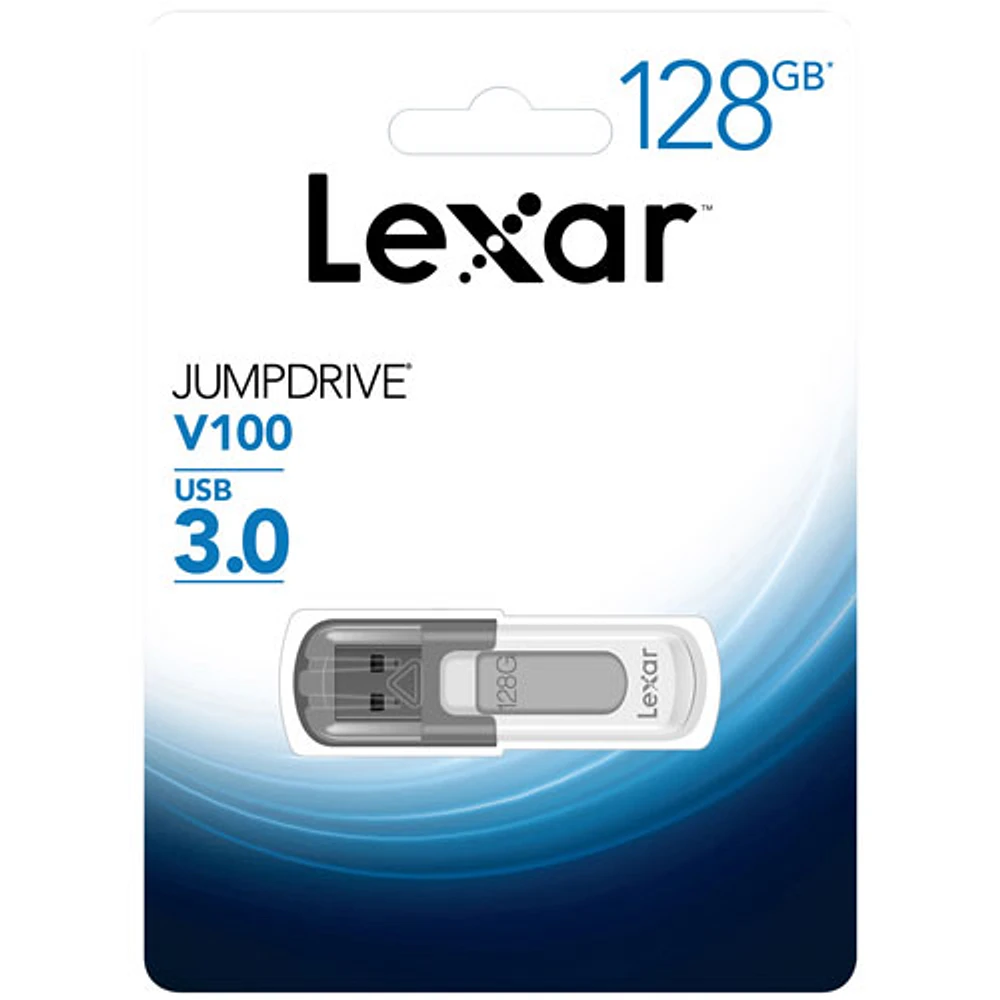 Clé USB 3.0 JumpDrive V100 de 128 Go de Lexar - Blanc/Gris