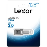 Clé USB 3.0 JumpDrive V100 de 128 Go de Lexar - Blanc/Gris