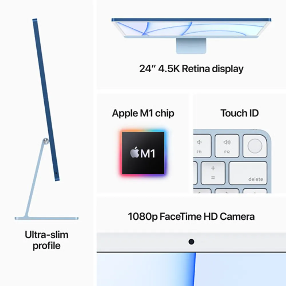 Apple iMac 24" (Spring 2021) - Silver (Apple M1 Chip / -Core GPU / 256GB SSD / 8GB RAM