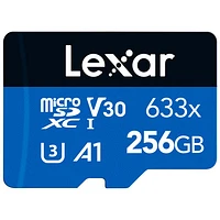 Carte mémoire microSDXC classe 10 de 100 Mo/s de 256 Go 633x de Lexar