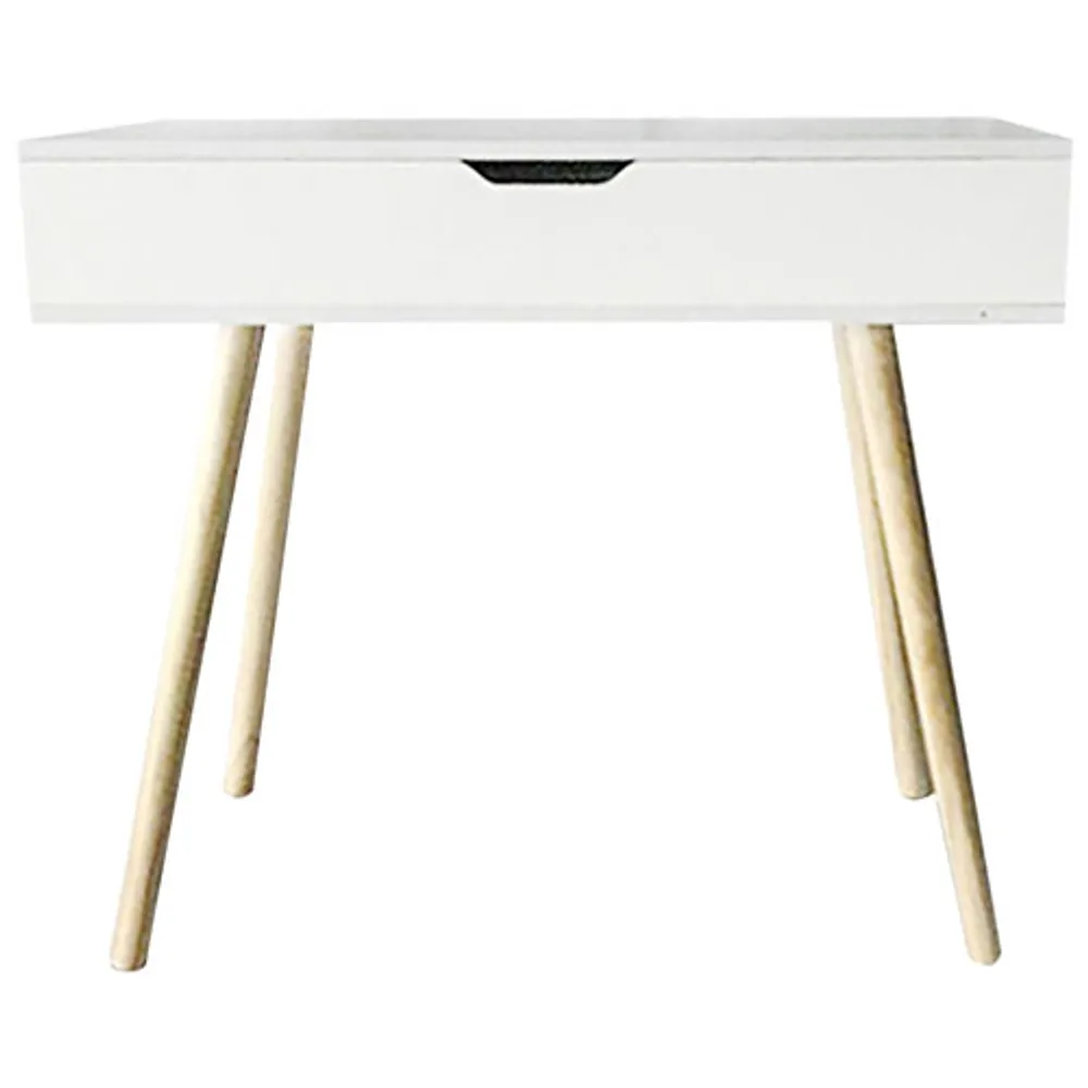 Modern 35.4"W Writing Desk with Storage - White